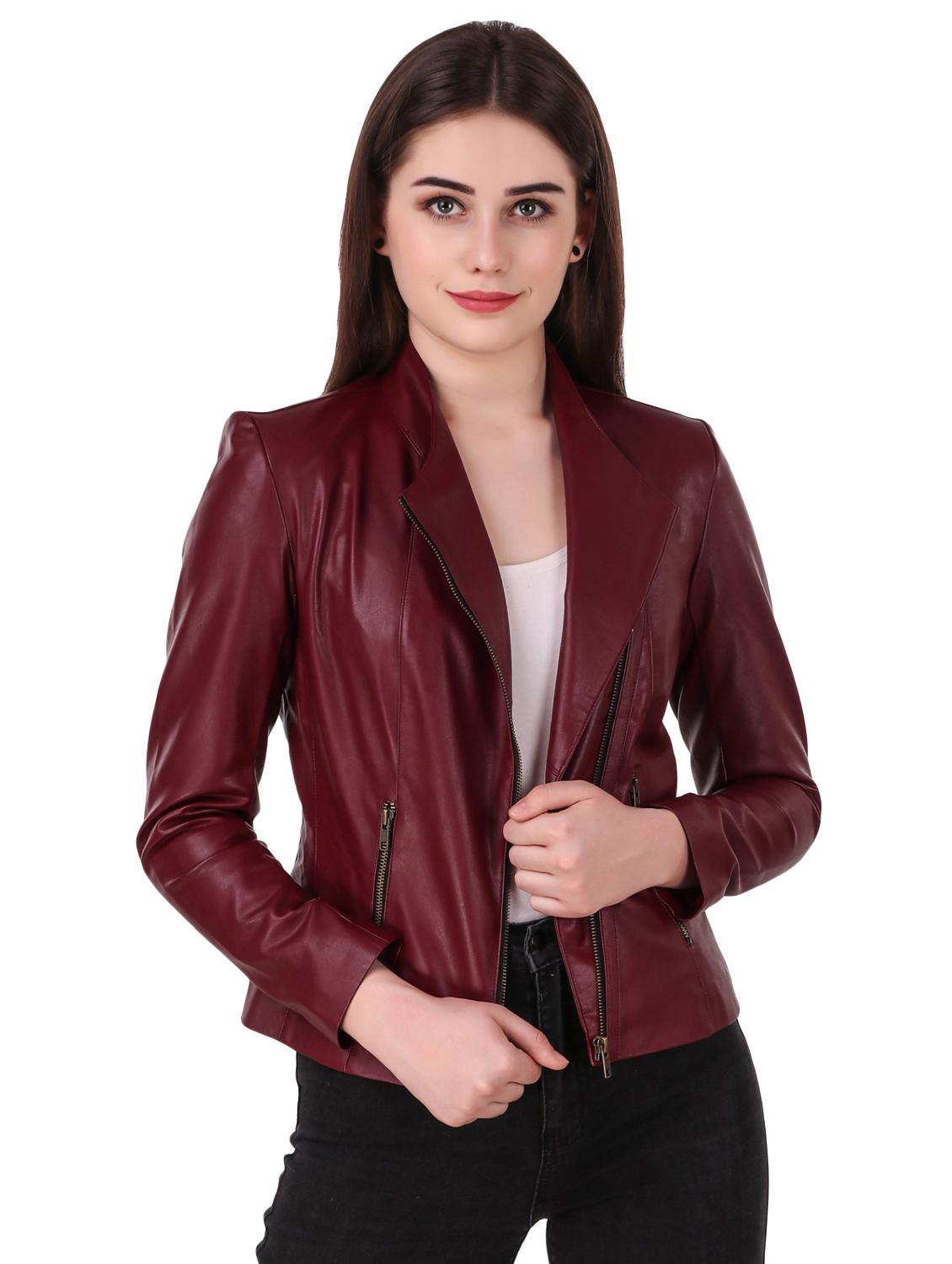 zip up detail leatherette jacket - 16581115 - Zoom Image - 1