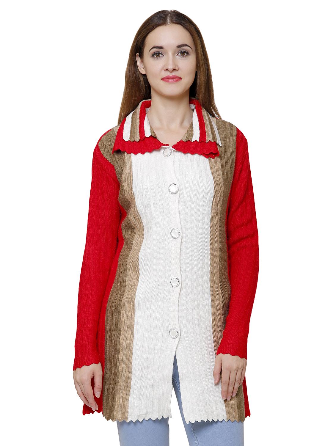 shirt collar striped cardigan - 16581390 - Zoom Image - 1