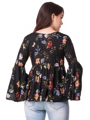 tie up neck bell sleeved top - 16581524 - Standard Image - 3