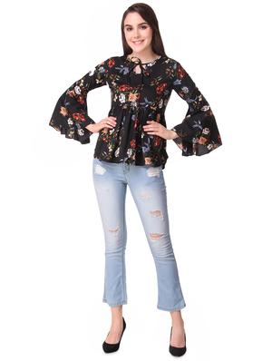 tie up neck bell sleeved top - 16581524 - Standard Image - 4