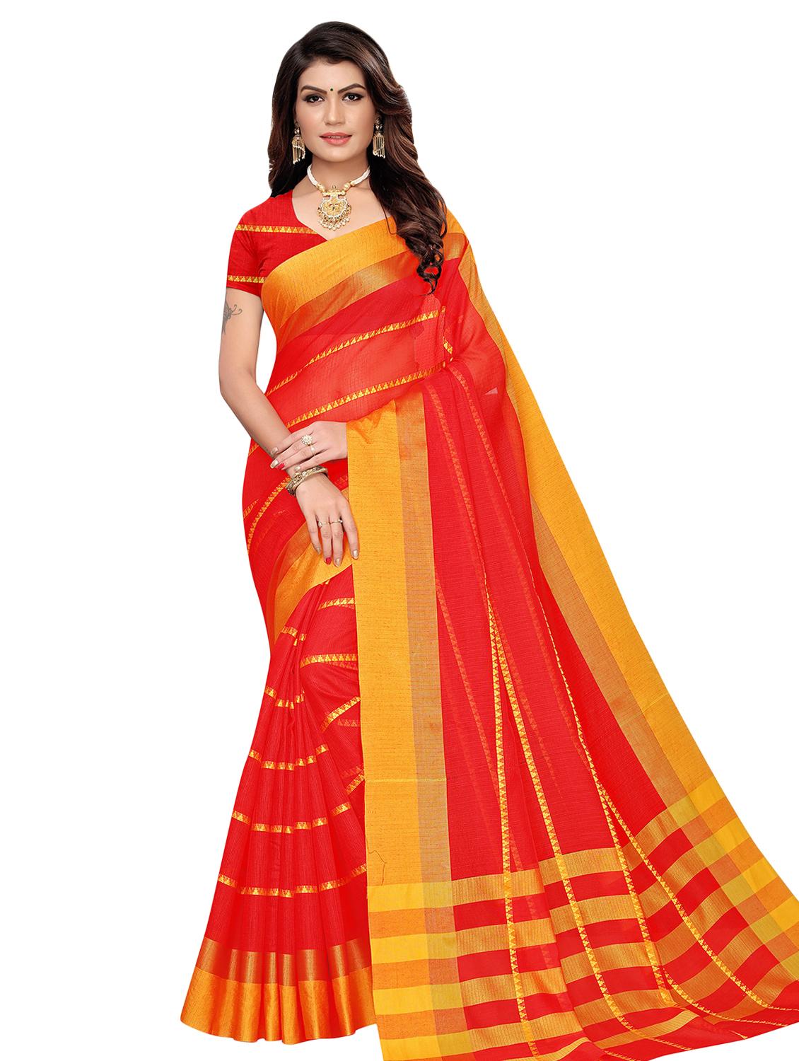 stripes woven saree with blouse - 16582072 - Zoom Image - 1