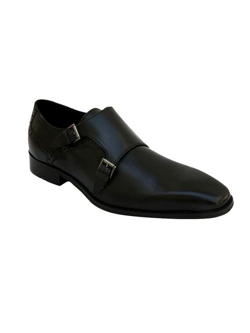 black leather slip on monk straps - 16582142 - Very Small Image - 1