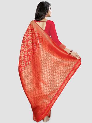 geometrical kanjivaram saree with blouse - 16584561 - Standard Image - 2