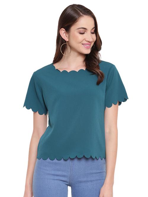 scallop hem solid top - 16584695 - Standard Image - 1