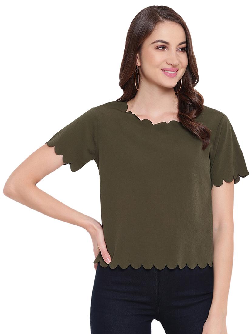 scallop hem solid top - 16584697 - Zoom Image - 1