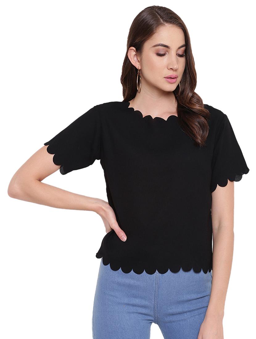 scallop hem solid top - 16584701 - Zoom Image - 1