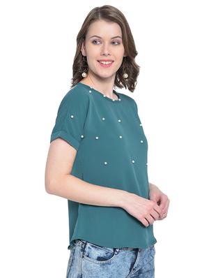 round neck pearl embellished top - 16584705 - Standard Image - 2