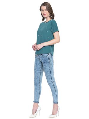 round neck pearl embellished top - 16584705 - Standard Image - 4