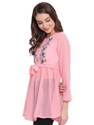 tie knot floral embroidered dobby top - 16584716 - Standard Image - 2