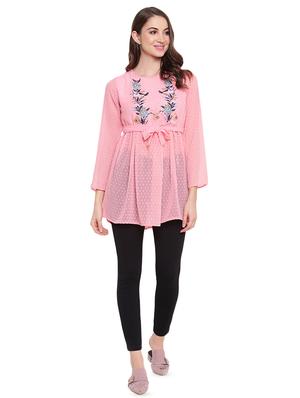 tie knot floral embroidered dobby top - 16584716 - Standard Image - 4