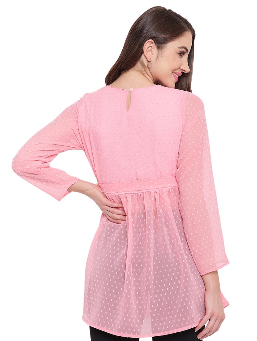 tie knot floral embroidered dobby top - 16584716 - Zoom Image - 3