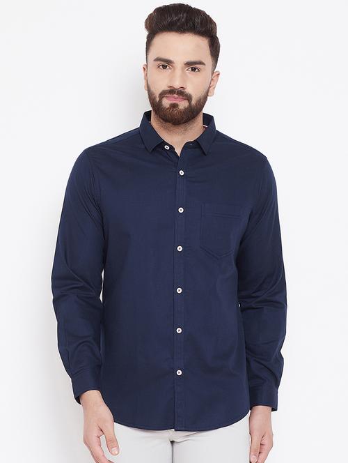 navy blue solid casual shirt - 16584802 - Very Small Image - 1