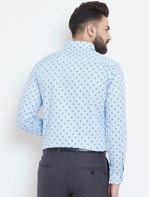 light blue printed formal shirt - 16584822 - Standard Image - 3
