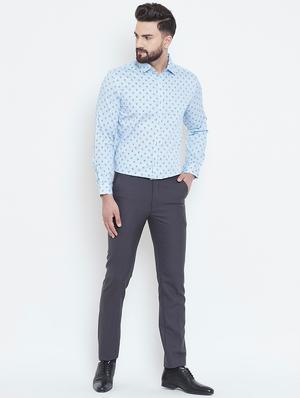 light blue printed formal shirt - 16584822 - Standard Image - 4