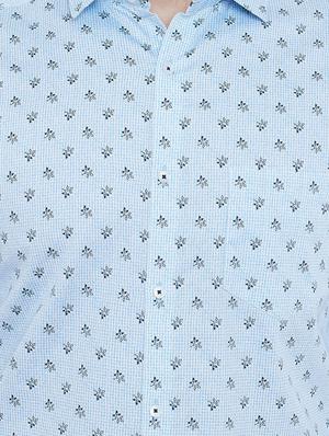 light blue printed formal shirt - 16584822 - Standard Image - 5
