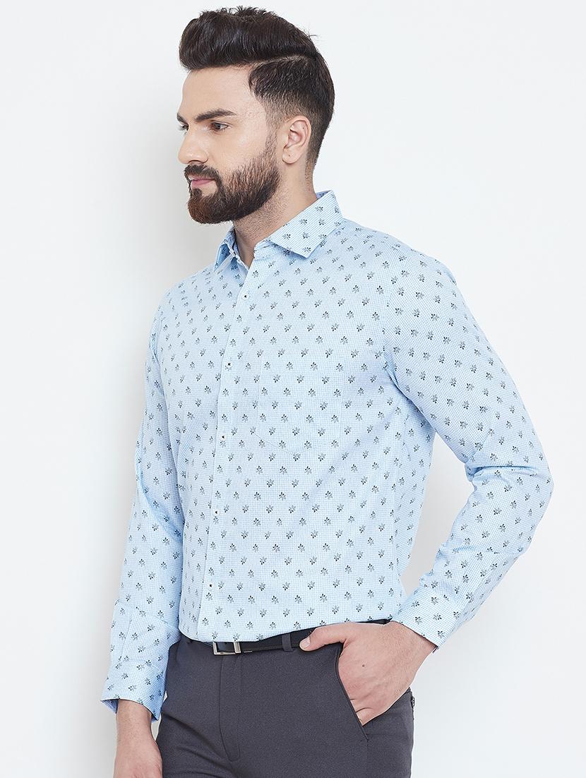 light blue printed formal shirt - 16584822 - Zoom Image - 2