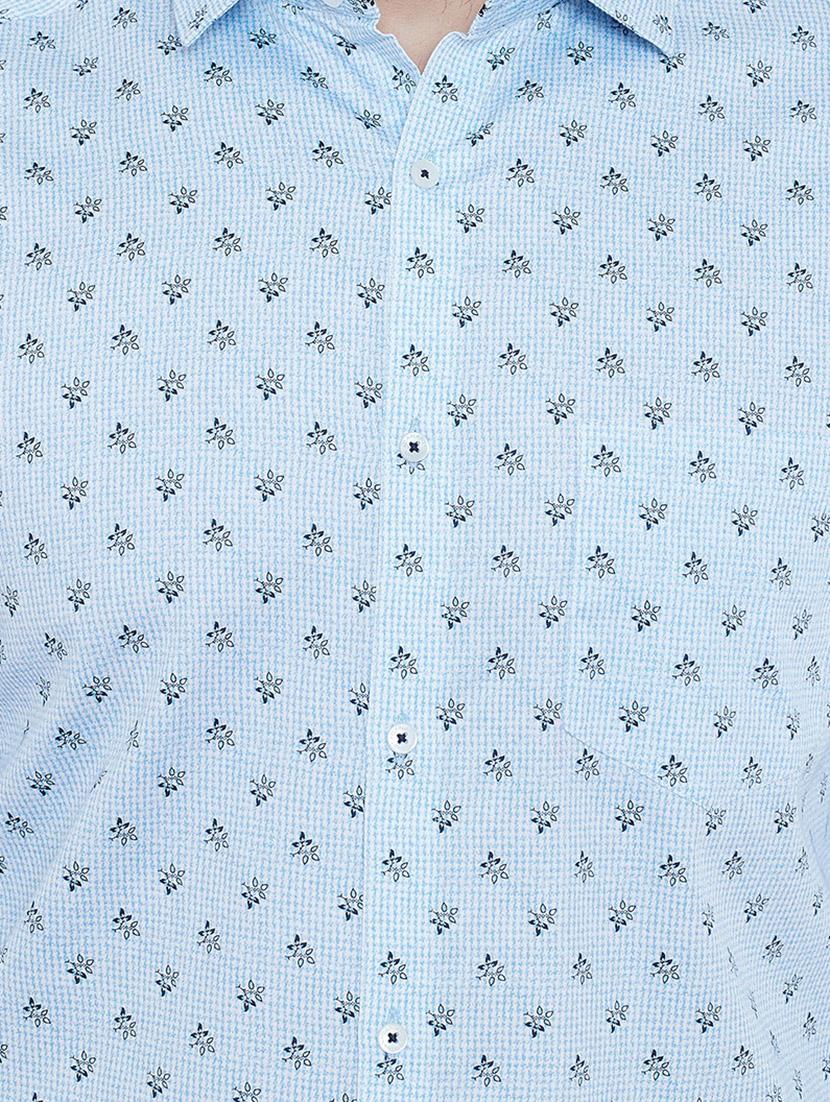 light blue printed formal shirt - 16584822 - Zoom Image - 5