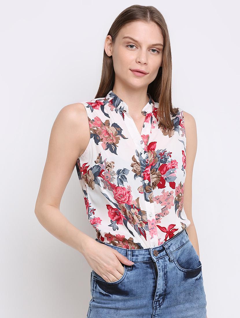mandarin neck floral shirt - 16584942 - Zoom Image - 1