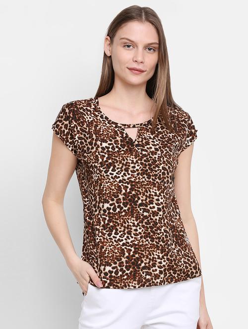 keyhole neck animal print top - 16584986 - Standard Image - 1