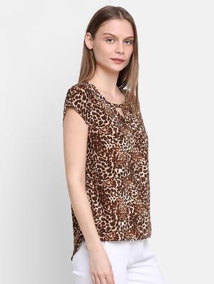 keyhole neck animal print top - 16584986 - Standard Image - 2