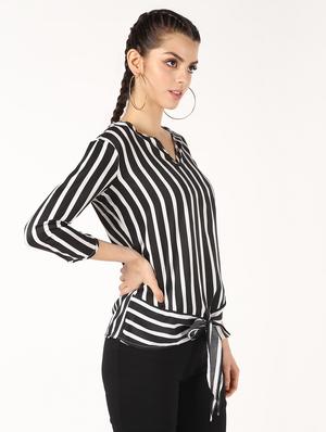 tie front striped top - 16585012 - Standard Image - 3