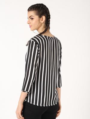tie front striped top - 16585012 - Standard Image - 4