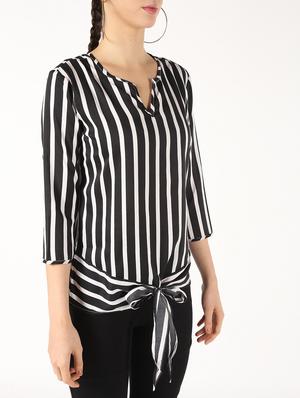 tie front striped top - 16585012 - Standard Image - 5