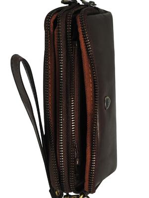 brown leather regular clutch - 16585234 - Standard Image - 3