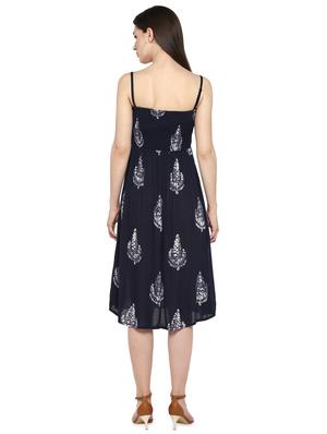 smocked detail printed a-line dress - 16585336 - Standard Image - 3