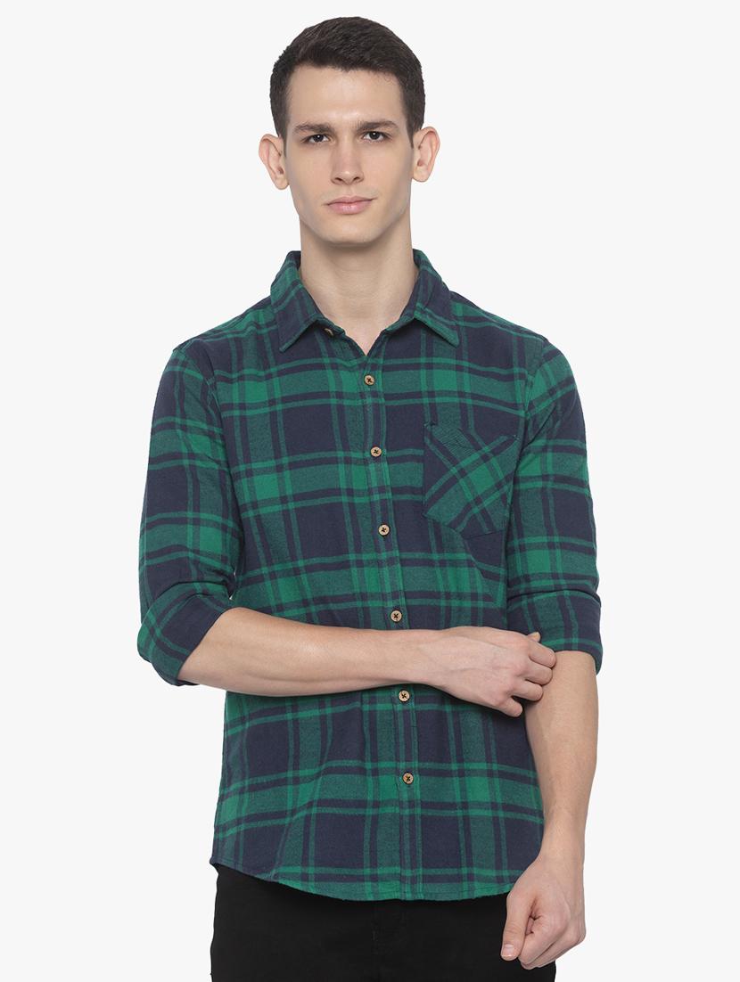 blue checkered casual shirt - 16585396 - Zoom Image - 1