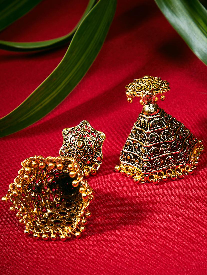 gold jhumka earring - 16585556 - Zoom Image - 1