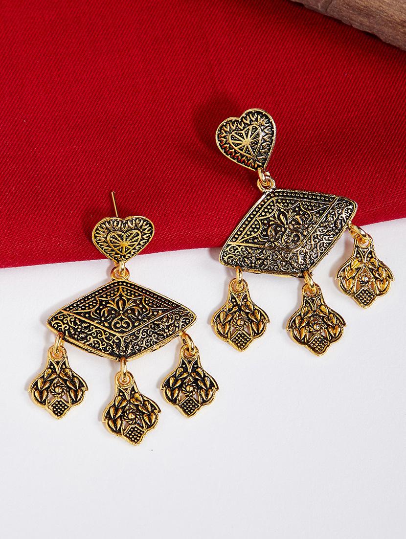 gold metal drop earring - 16585593 - Zoom Image - 1