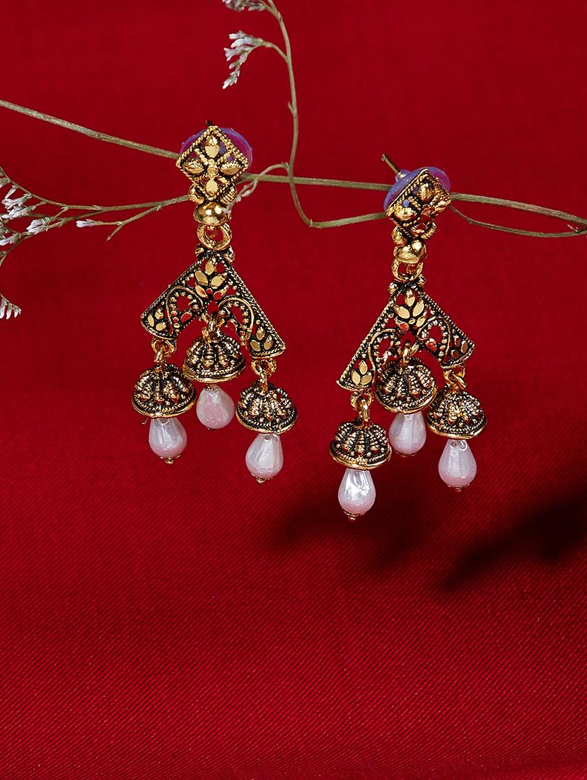 gold metal drop earring - 16585596 - Zoom Image - 1