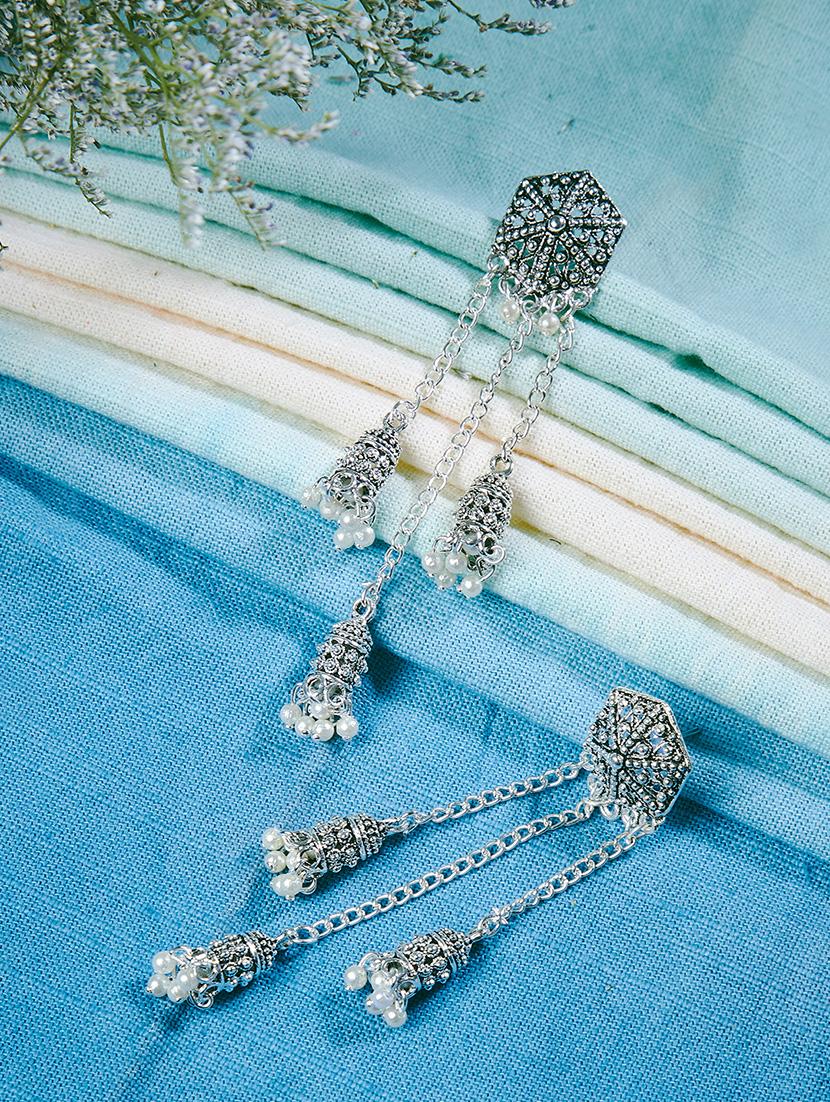 silver metal drop earring - 16585617 - Zoom Image - 1