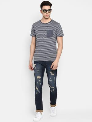 blue heavy washed distressed denim jeans - 16585693 - Standard Image - 4