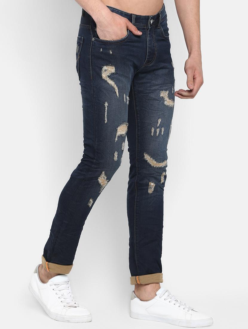blue heavy washed distressed denim jeans - 16585693 - Zoom Image - 2