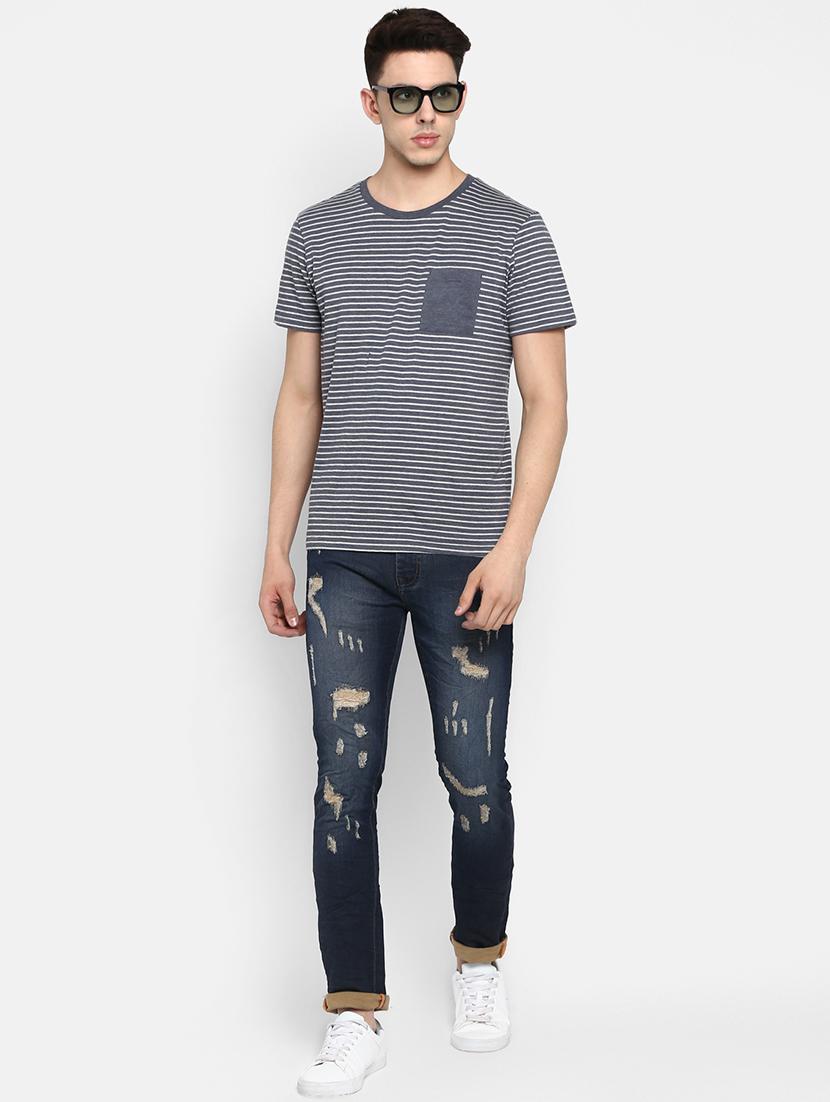 blue heavy washed distressed denim jeans - 16585693 - Zoom Image - 4