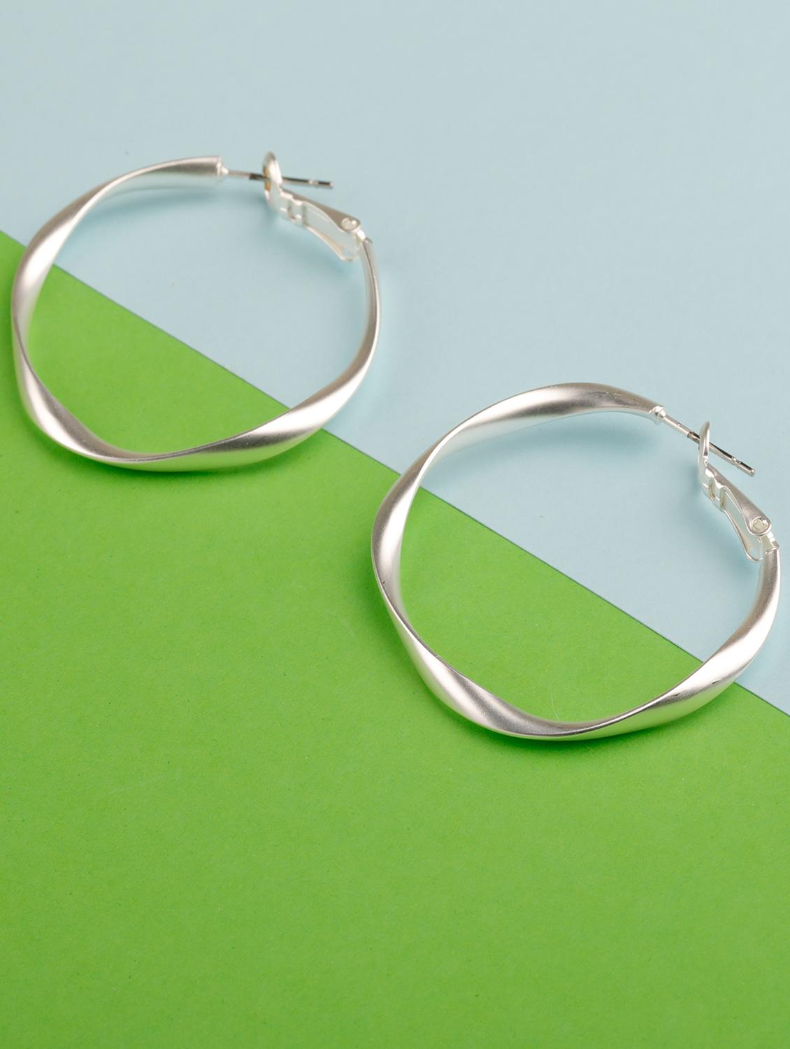 silver metal hoop earring - 16585761 - Zoom Image - 1