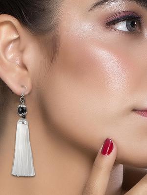 white metal drop earring - 16585769 - Standard Image - 3