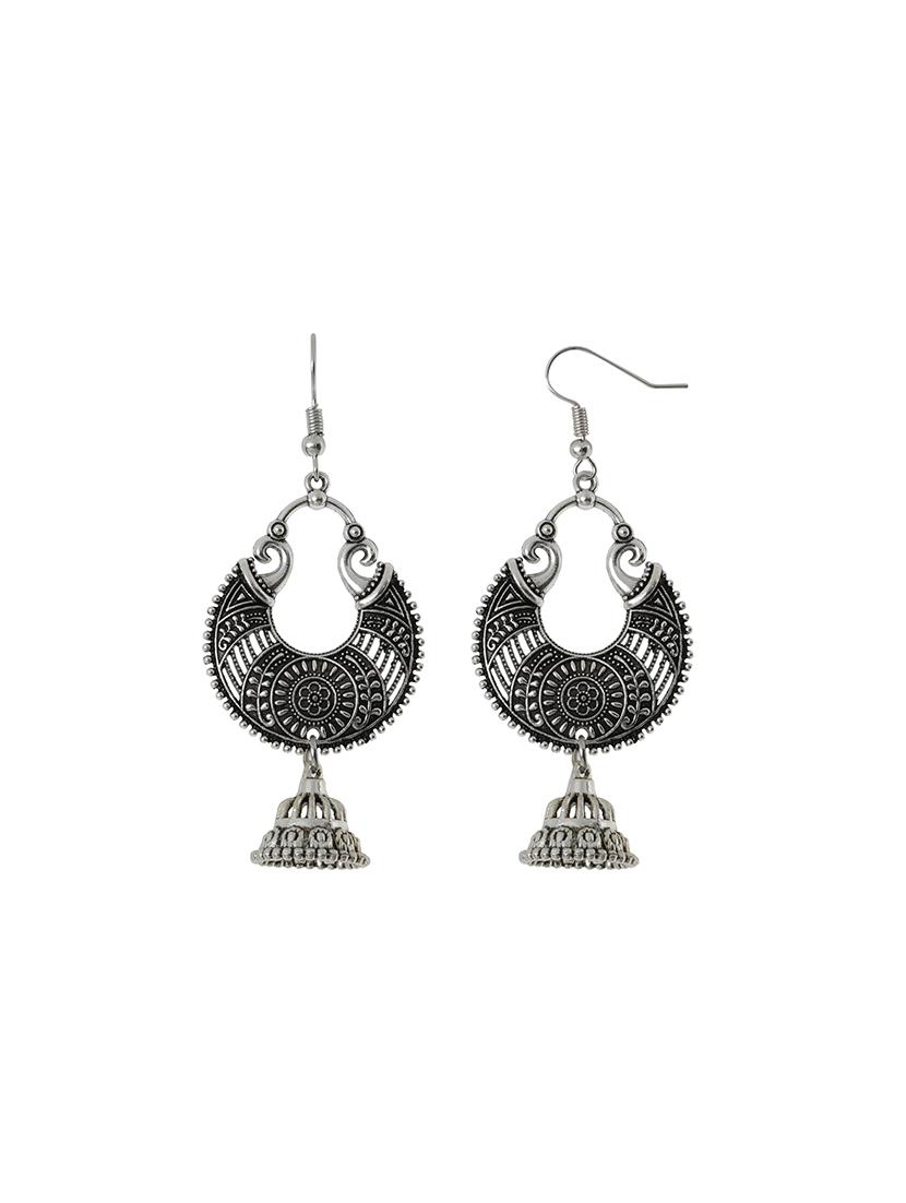 silver metal drop earring - 16585776 - Zoom Image - 2
