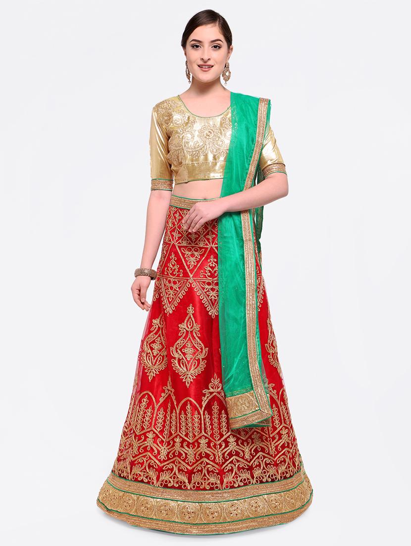 embroidered contrast lehenga - 16585933 - Zoom Image - 1