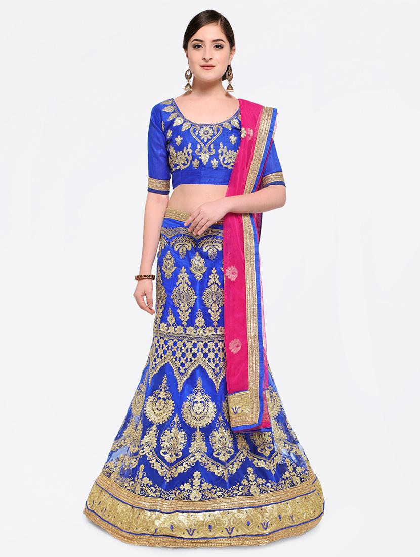 embroidered contrast lehenga - 16585945 - Zoom Image - 1