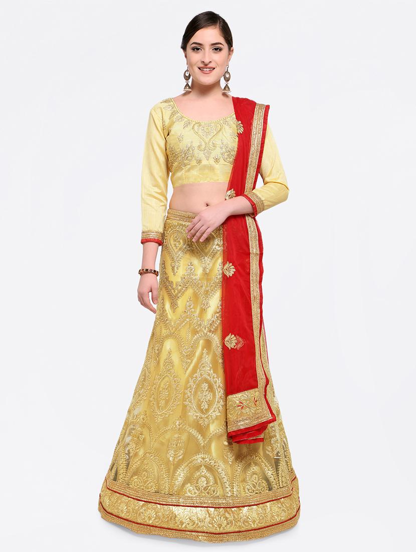 embroidered contrast lehenga - 16585946 - Zoom Image - 1