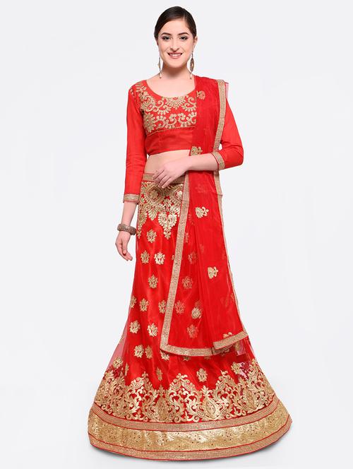 embroidered a-line lehenga - 16585950 - Standard Image - 1