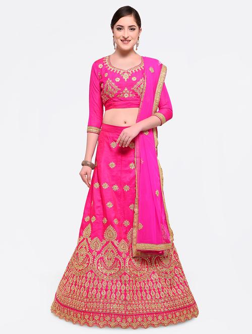 embroidered a-line lehenga - 16585961 - Standard Image - 1