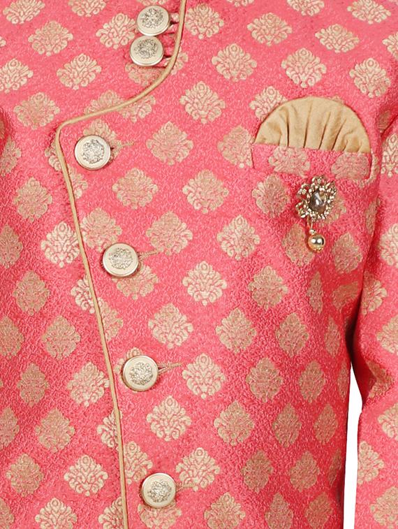 pink cotton sherwani set - 16585972 - Zoom Image - 4