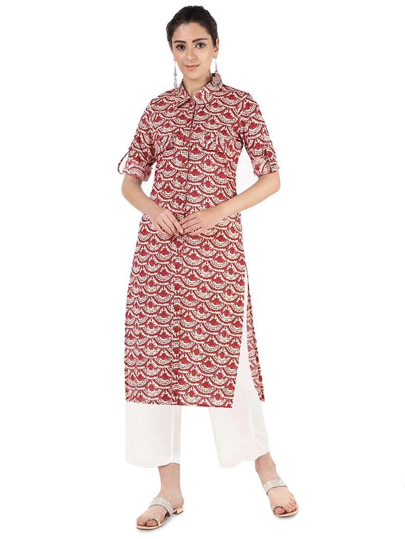 printed straight kurta - 16586321 - Zoom Image - 1