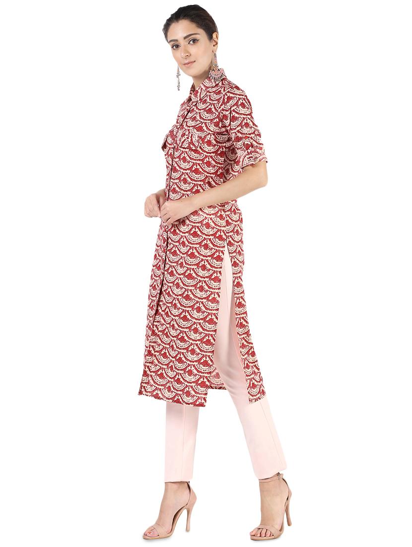 printed straight kurta - 16586321 - Zoom Image - 2