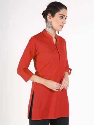 solid straight kurti - 16586323 - Standard Image - 2