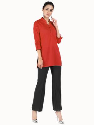 solid straight kurti - 16586323 - Standard Image - 4
